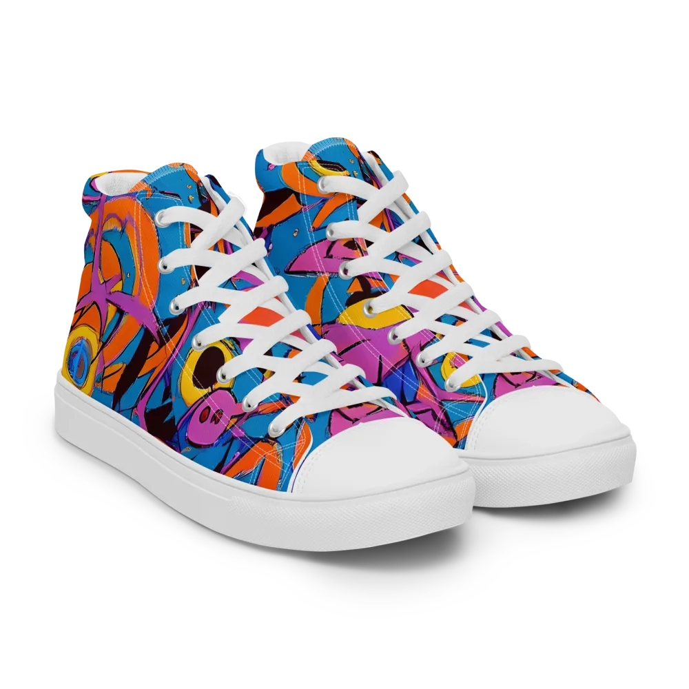 Hypercolor Maze on Men's High Top Canvas Shoes — Right Front