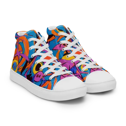 Hypercolor Maze on a Men's High Top Canvas Shoes