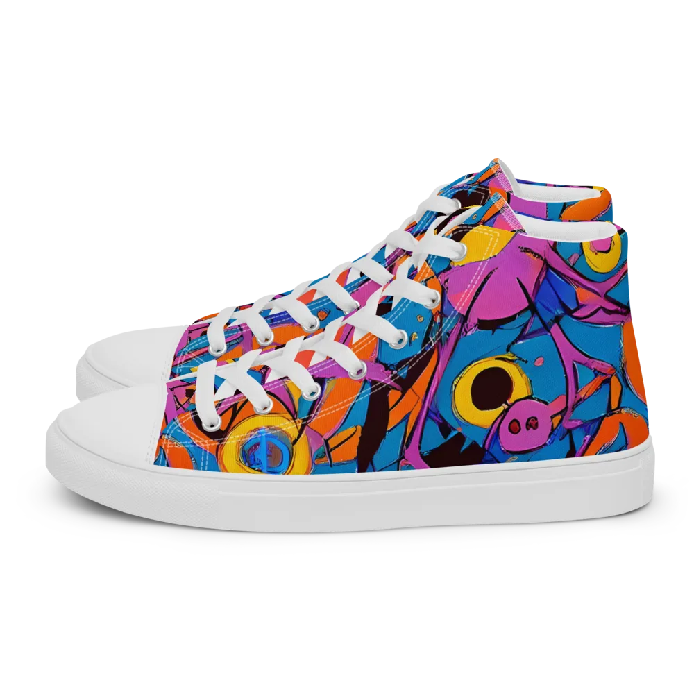 Hypercolor Maze on Men's High Top Canvas Shoes — Left