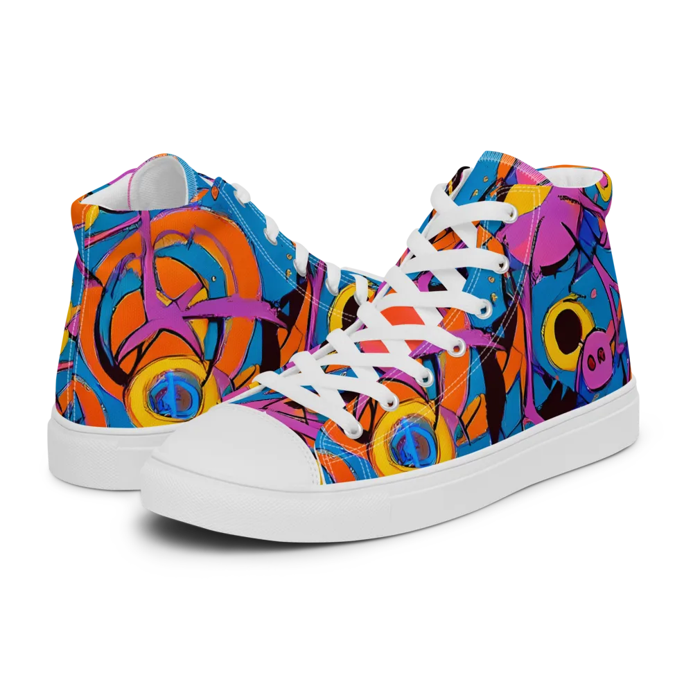 Hypercolor Maze on Men's High Top Canvas Shoes — Left