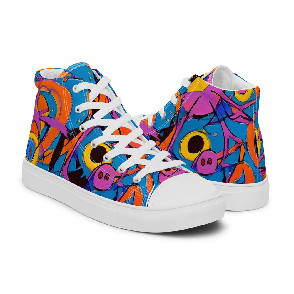 Hypercolor Maze on Men's High Top Canvas Shoes — Right