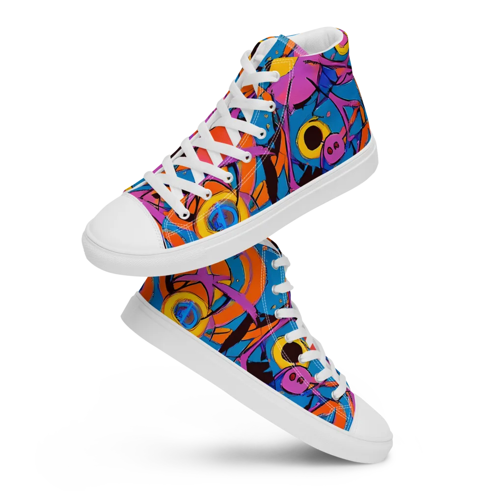 Hypercolor Maze on Men's High Top Canvas Shoes — Front