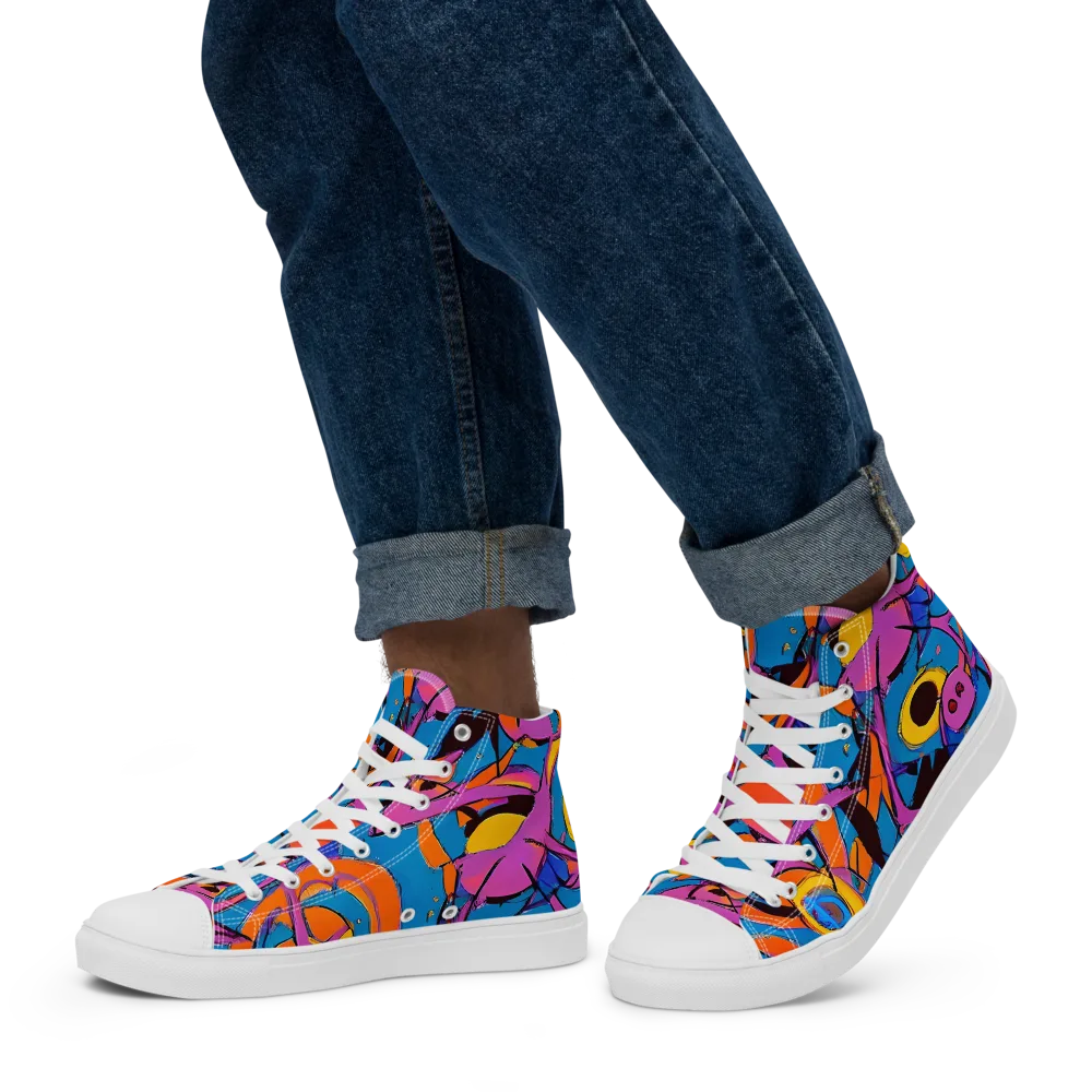 Hypercolor Maze on Men's High Top Canvas Shoes — Left