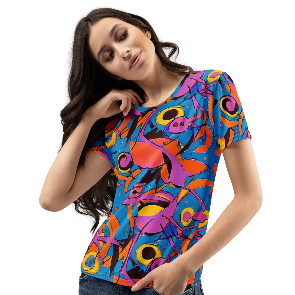 Hypercolor Maze on Women's Crew Neck T-Shirt — Left Front
