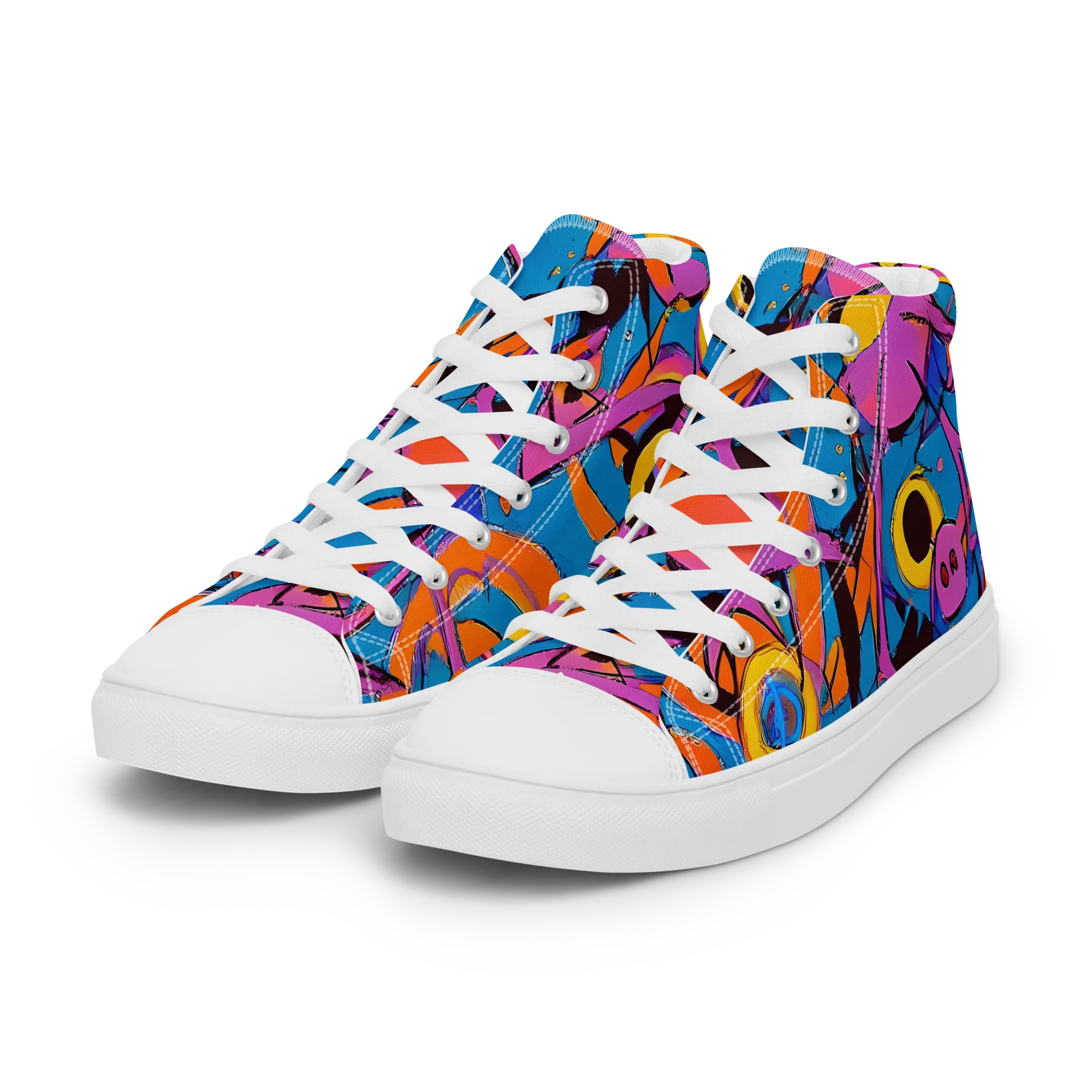 Hypercolor Maze on Women's High Top Canvas Shoes — Left Front