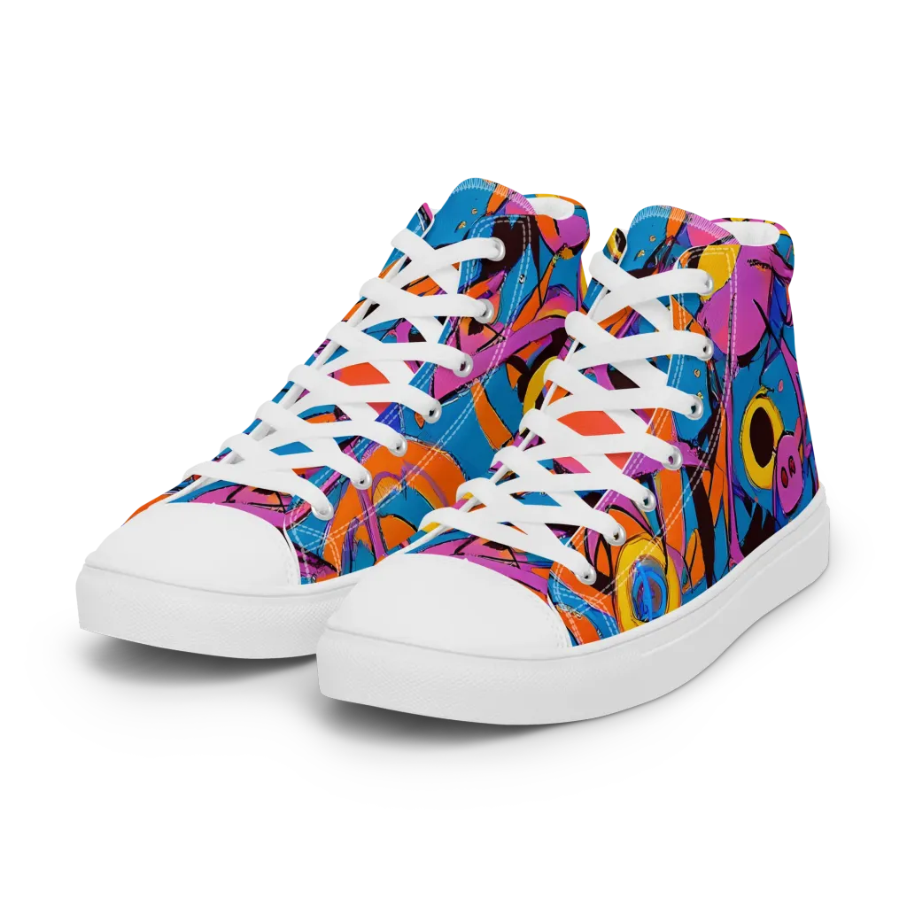Hypercolor Maze on Women's High Top Canvas Shoes — Left Front
