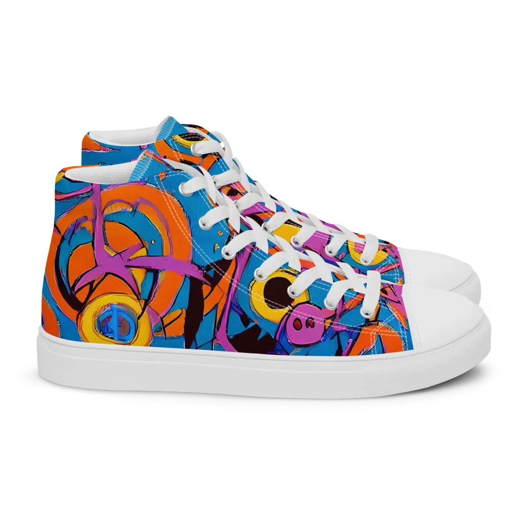 Hypercolor Maze on Women's High Top Canvas Shoes — Right