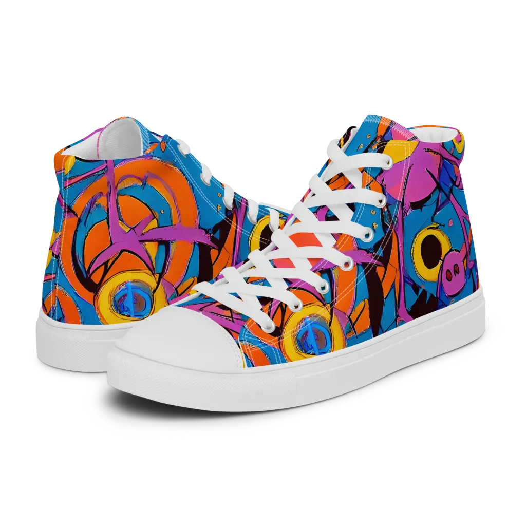 Hypercolor Maze on Women's High Top Canvas Shoes — Left