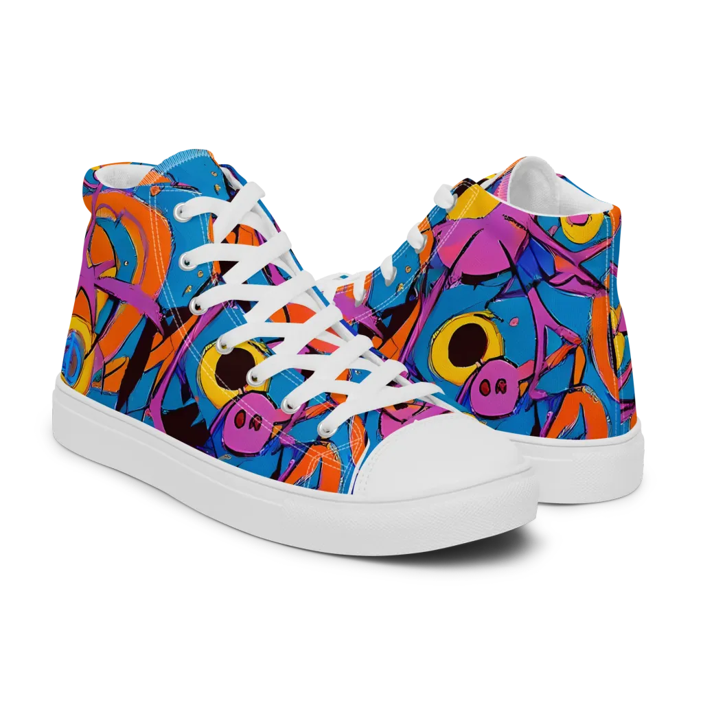 Hypercolor Maze on Women's High Top Canvas Shoes — Right