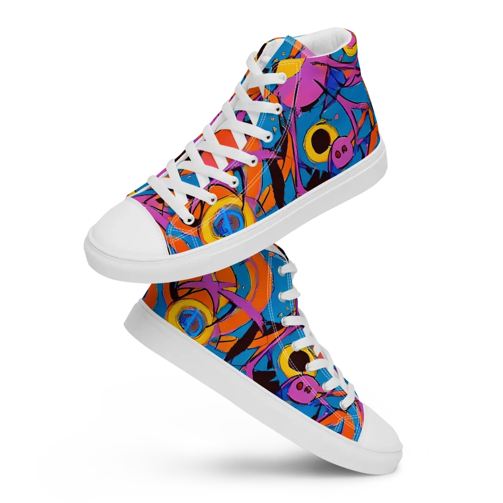 Hypercolor Maze on Women's High Top Canvas Shoes — Front