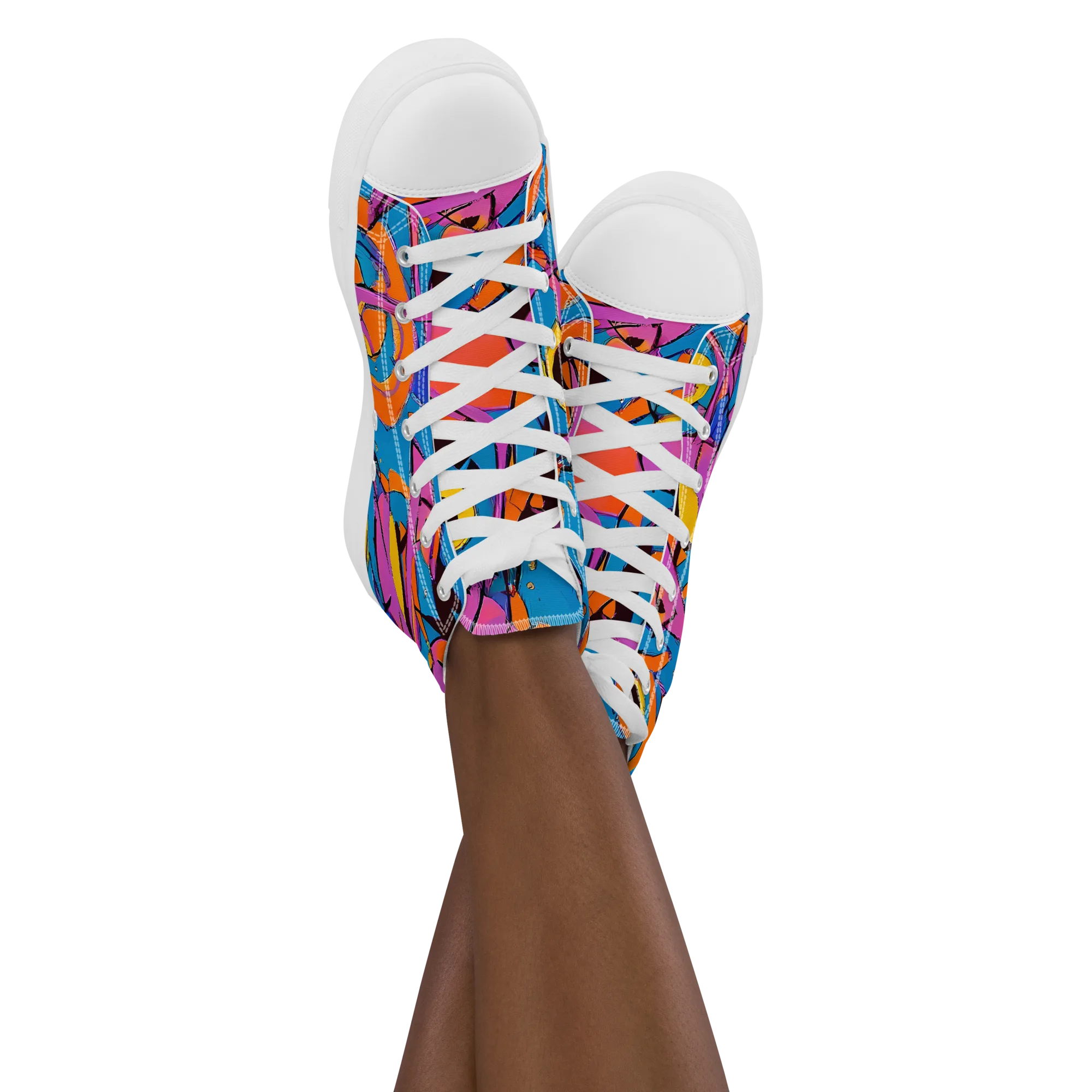 Hypercolor Maze on Women's High Top Canvas Shoes — Front