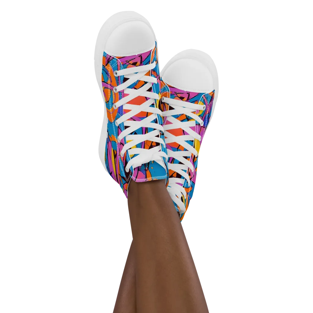 Hypercolor Maze on Women's High Top Canvas Shoes — Front