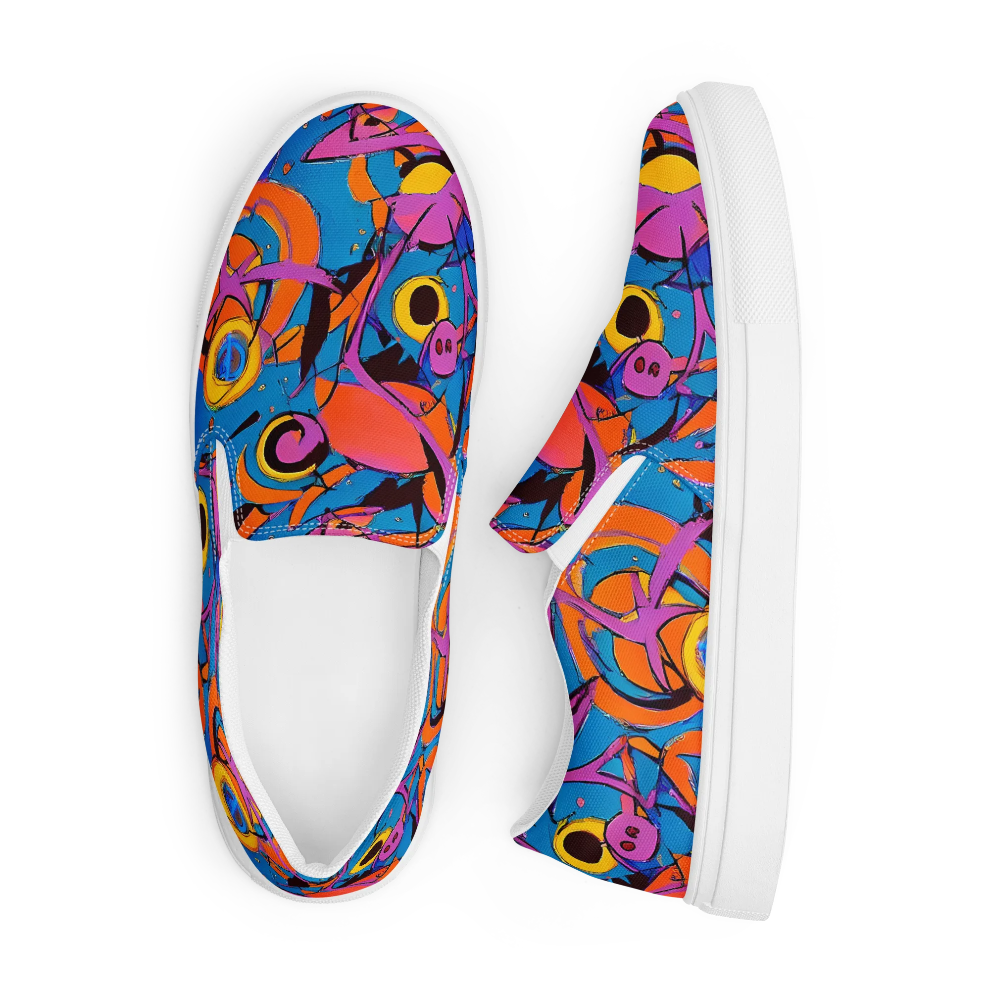 Hypercolor Maze on Men's Slip-On Canvas Shoes — Front