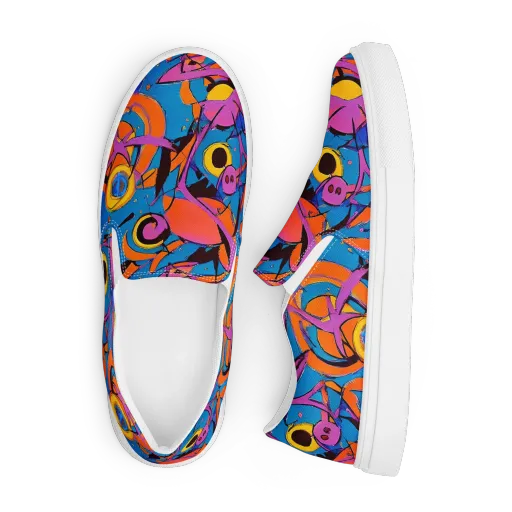 Hypercolor Maze on a Men's Slip-On Canvas Shoes