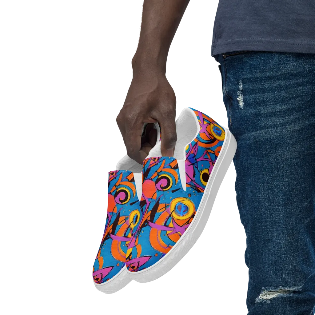 Hypercolor Maze on Men's Slip-On Canvas Shoes — Left Front