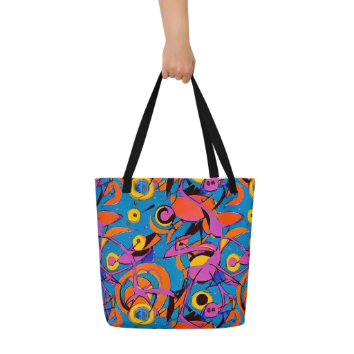 Hypercolor Maze on a Large Tote Bag W/ Pocket