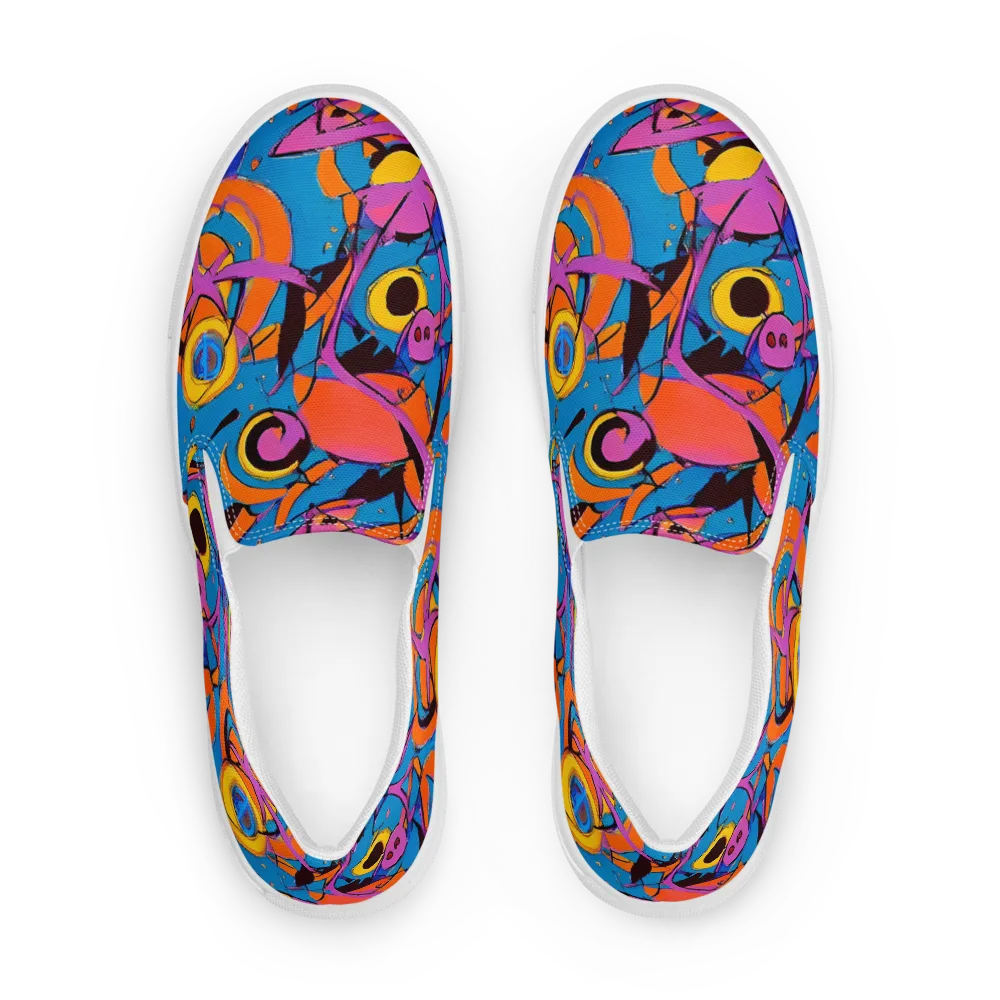 Hypercolor Maze on Women's Slip-On Canvas Shoes — Front