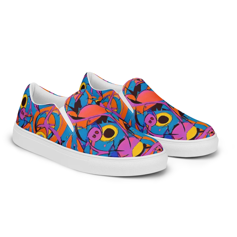 Hypercolor Maze on Women's Slip-On Canvas Shoes — Right Front