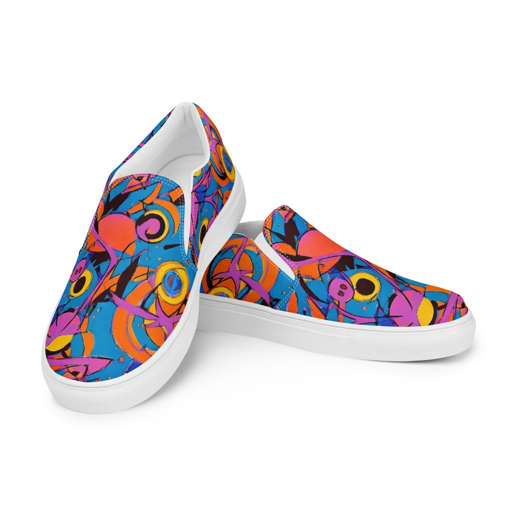 Hypercolor Maze on Women's Slip-On Canvas Shoes — Left Front