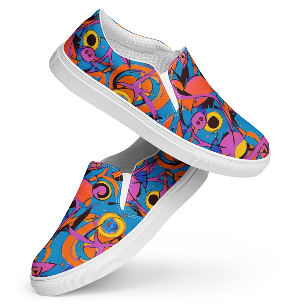 Hypercolor Maze on Women's Slip-On Canvas Shoes — Front