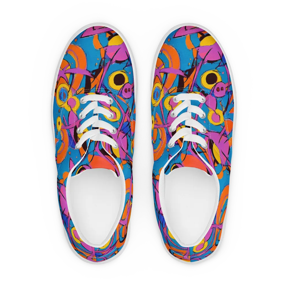 Hypercolor Maze on Men's Lace-Up Canvas Shoes — Front