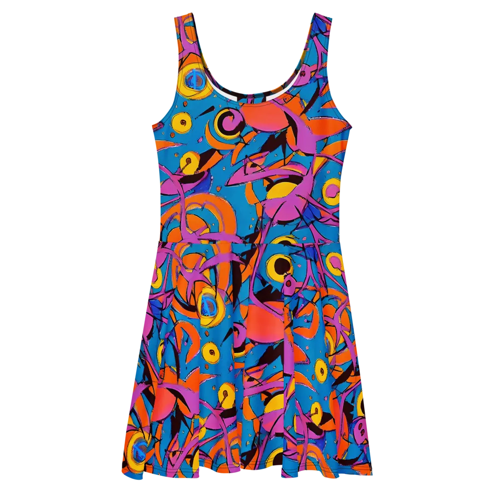 Hypercolor Maze on Skater Dress — Front