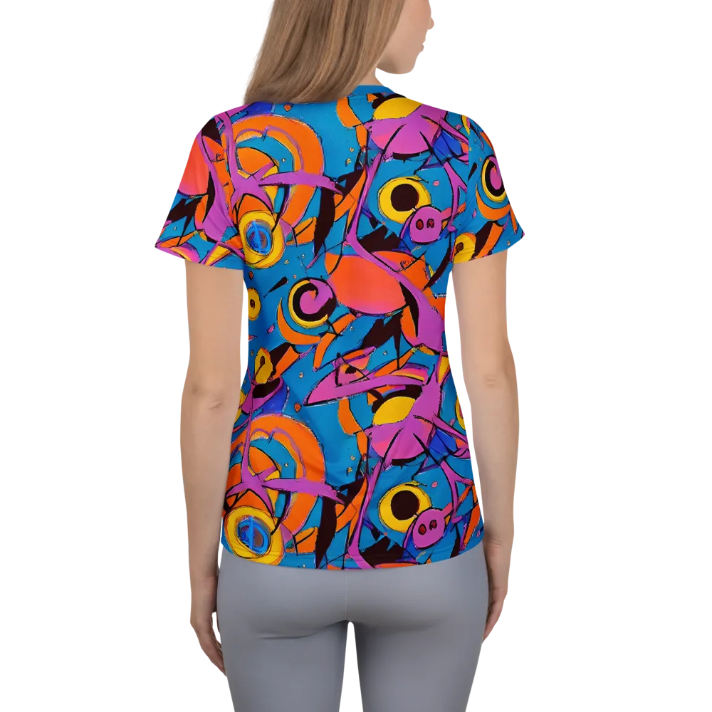 Hypercolor Maze on Women's Athletic T-Shirt — Back