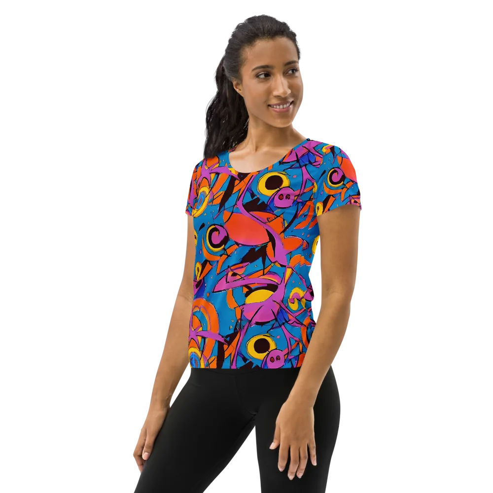Hypercolor Maze on Women's Athletic T-Shirt — Left