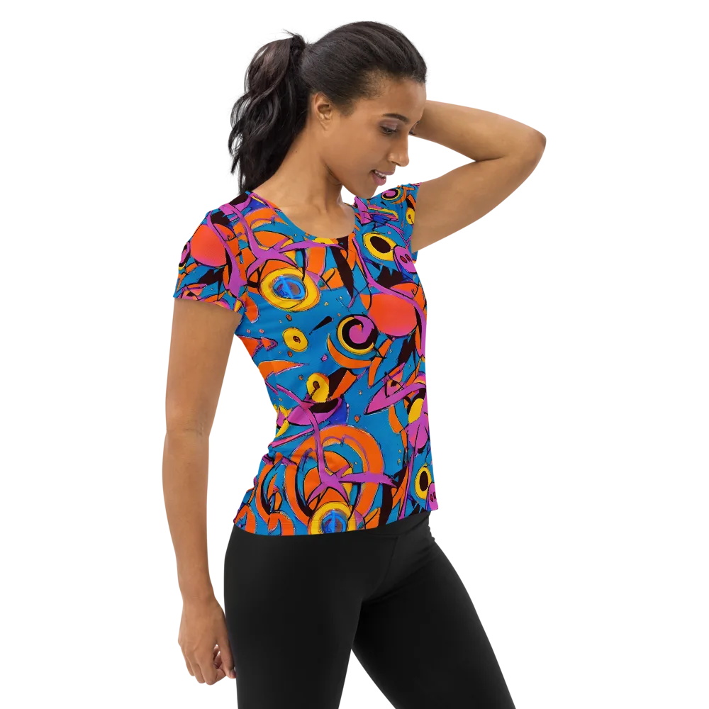 Hypercolor Maze on Women's Athletic T-Shirt — Right