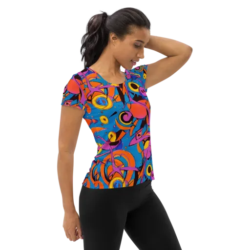 Hypercolor Maze on a Women's Athletic T-Shirt