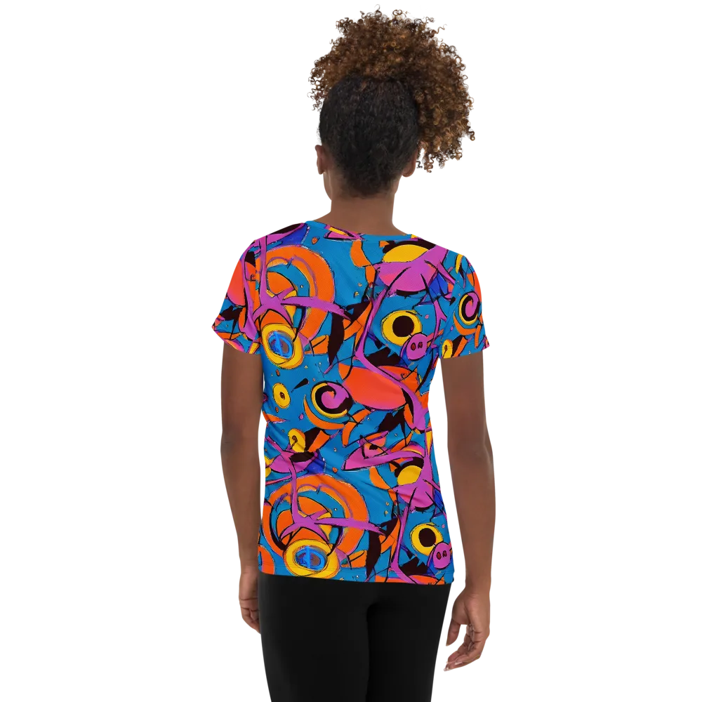Hypercolor Maze on Women's Athletic T-Shirt — Back