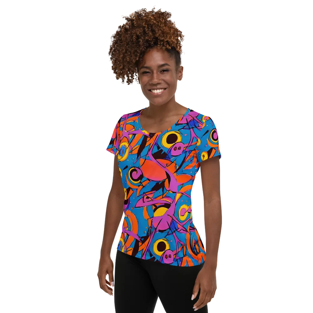 Hypercolor Maze on Women's Athletic T-Shirt — Left