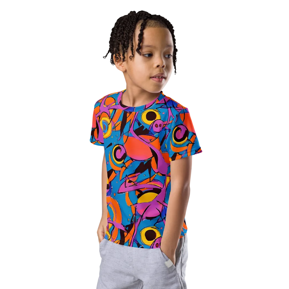 Hypercolor Maze on Kids Crew Neck T-Shirt — Left Front
