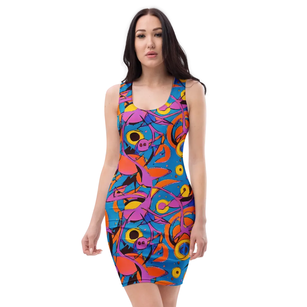 Hypercolor Maze on Bodycon Dress — Front