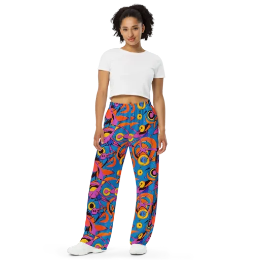 Hypercolor Maze on a Wide-Leg Pants