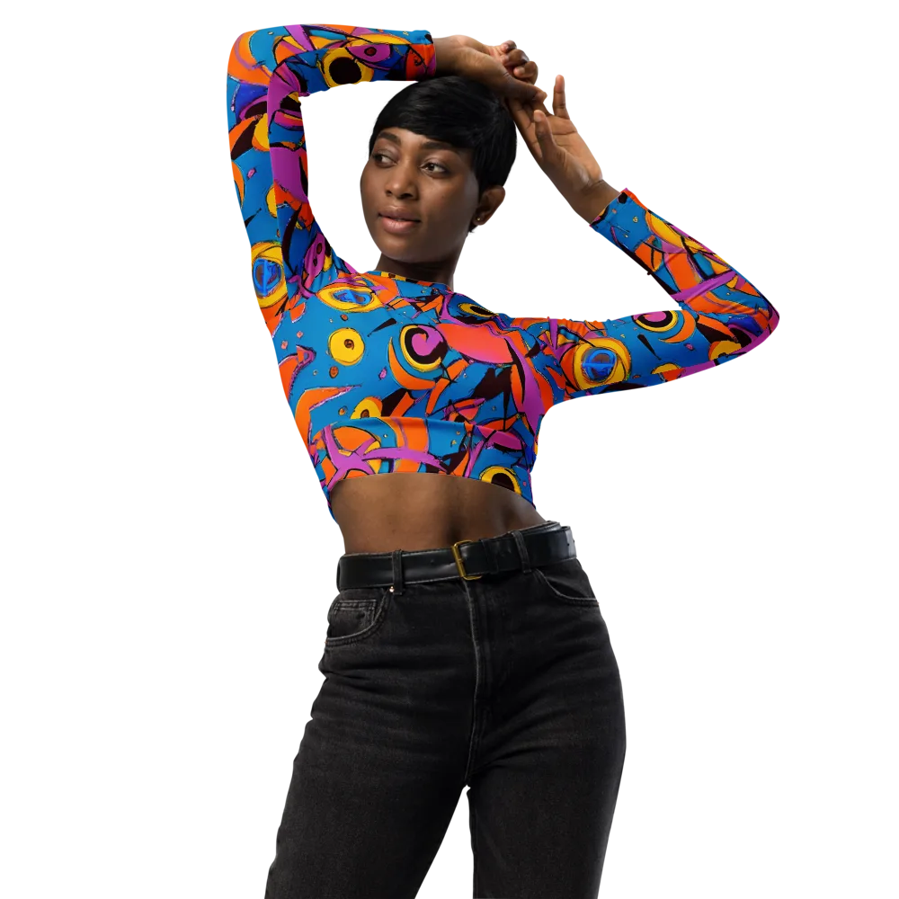 Hypercolor Maze on Long Sleeve Crop Top — Front