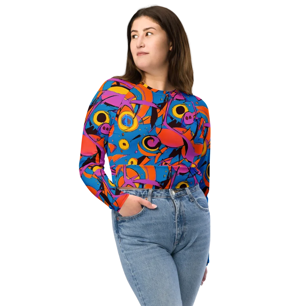 Hypercolor Maze on Long Sleeve Crop Top — Front