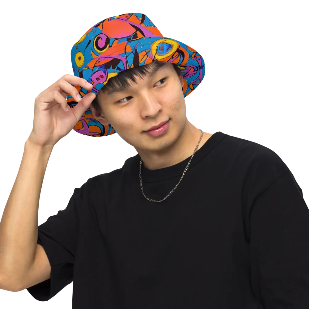 Hypercolor Maze on Reversible Bucket Hat — Front Inside