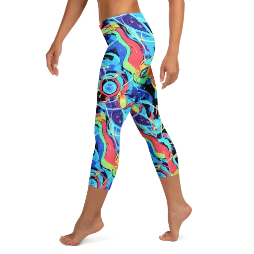 Aqua Mayhem on a Capri Leggings