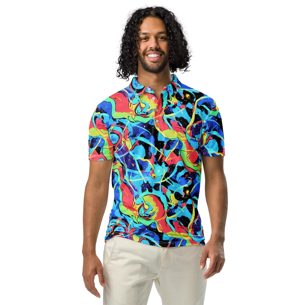 Aqua Mayhem on Men's Slim Fit Polo Shirt — Front