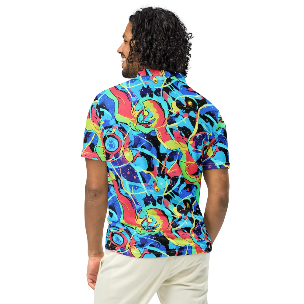 Aqua Mayhem on Men's Slim Fit Polo Shirt — Back
