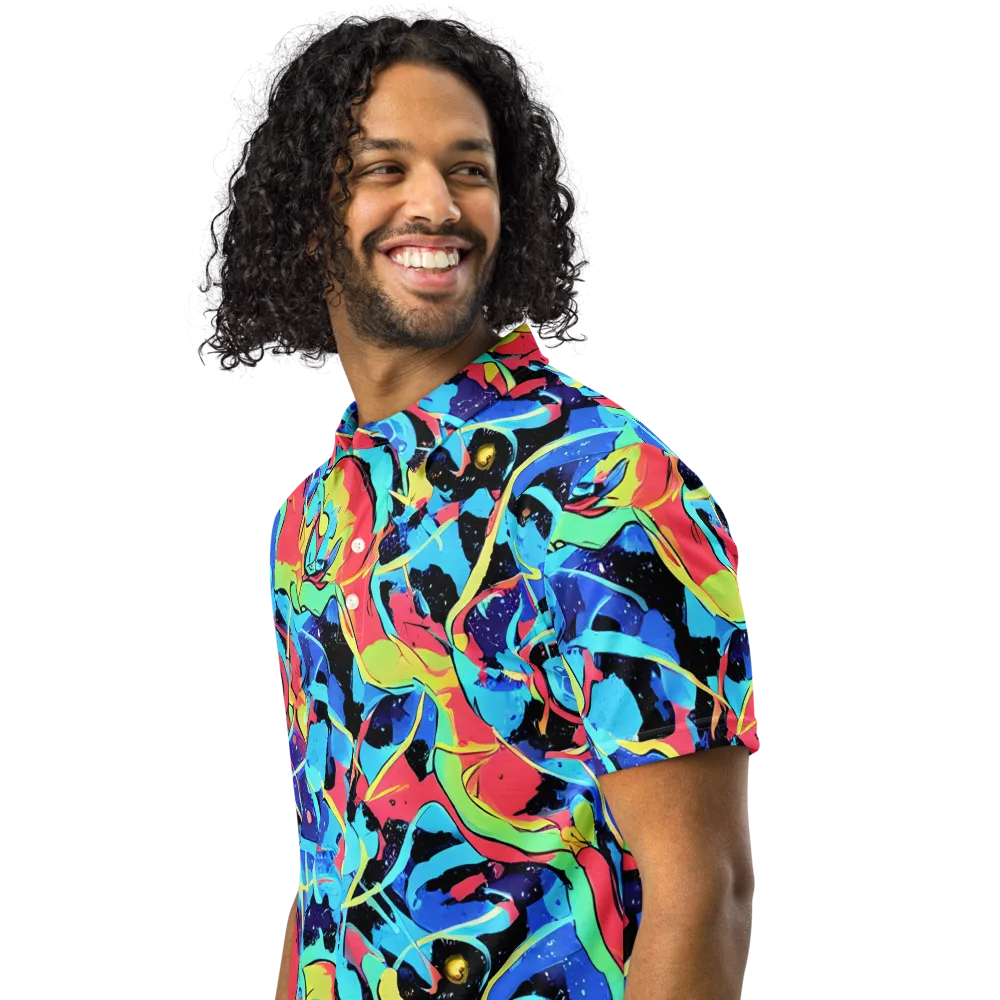 Aqua Mayhem on Men's Slim Fit Polo Shirt — Left Front