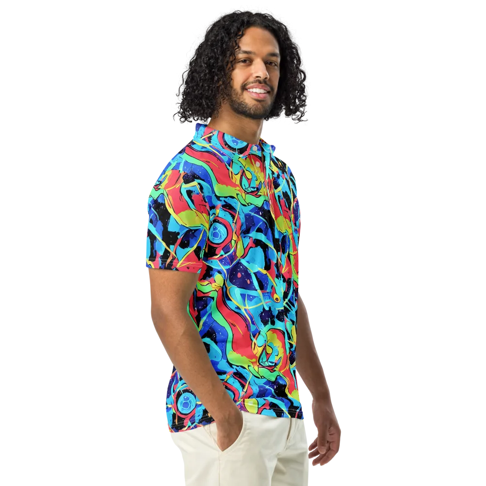 Aqua Mayhem on Men's Slim Fit Polo Shirt — Right Front