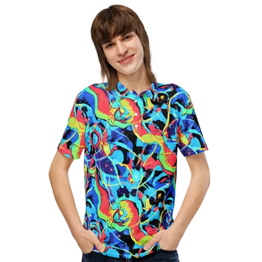 Aqua Mayhem on a Men's Slim Fit Polo Shirt