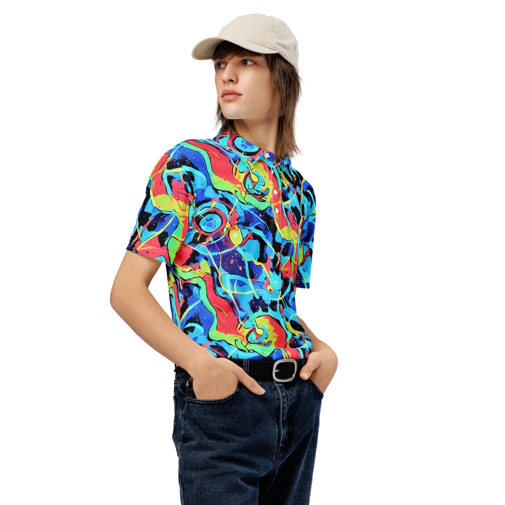 Aqua Mayhem on Men's Slim Fit Polo Shirt — Right Front