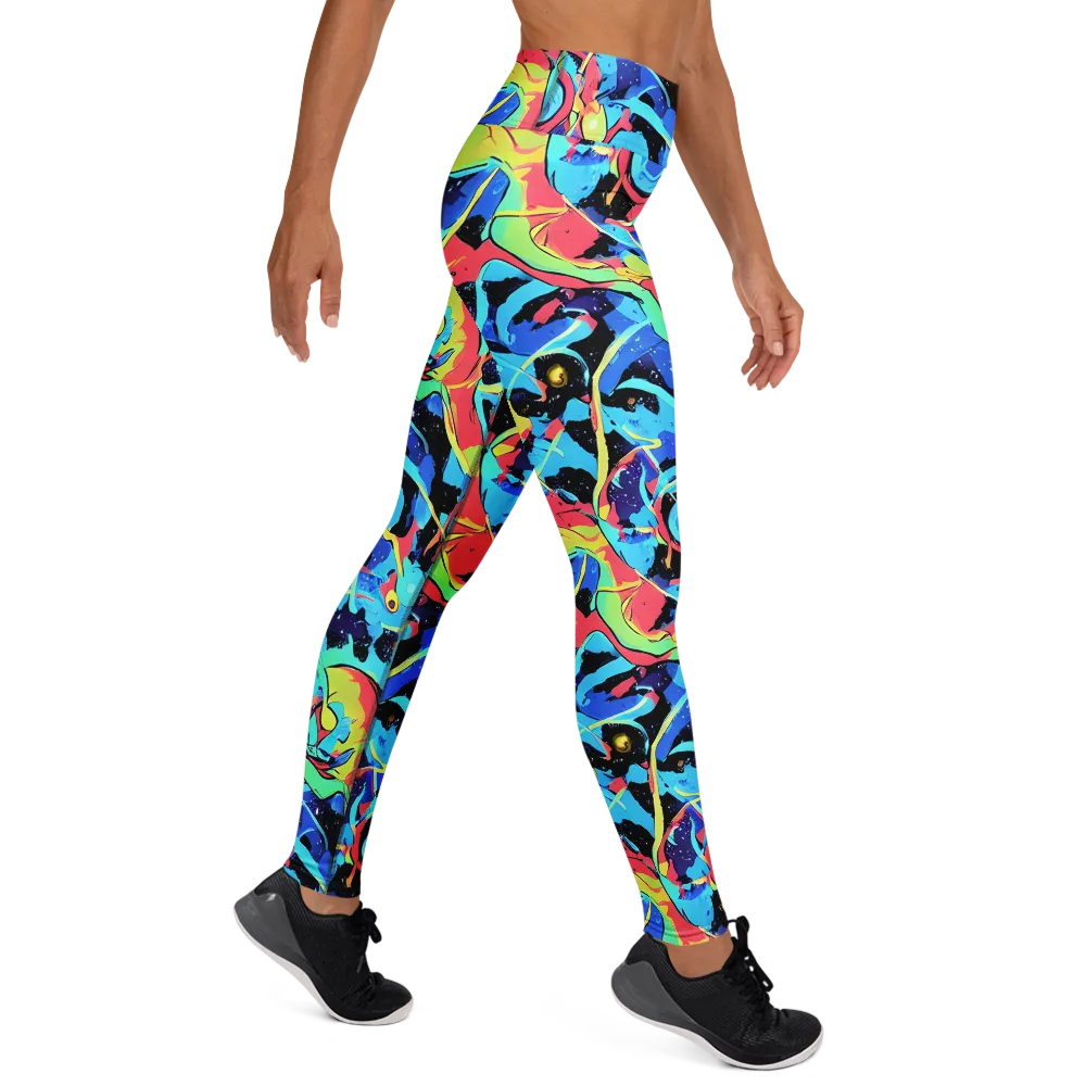 Aqua Mayhem on Yoga Leggings — Right