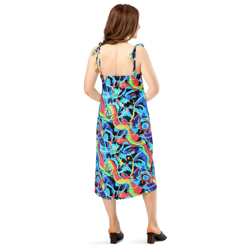 Aqua Mayhem on Slip Dress — Back