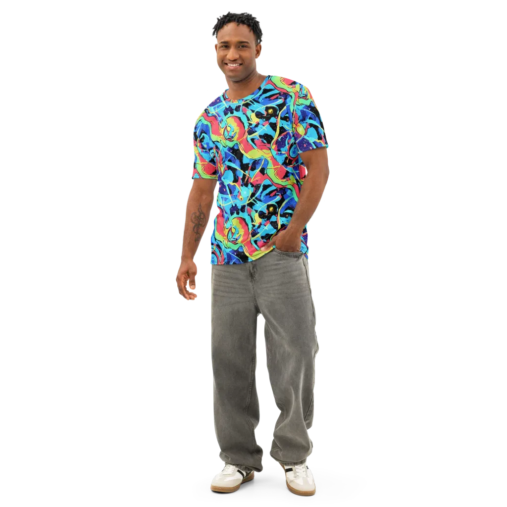 Aqua Mayhem on Men's Cotton Crew Neck T-Shirt — Front