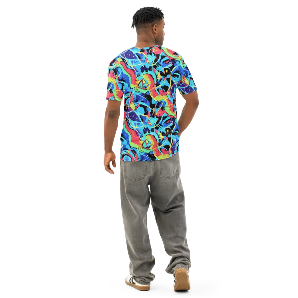 Aqua Mayhem on Men's Cotton Crew Neck T-Shirt — Back