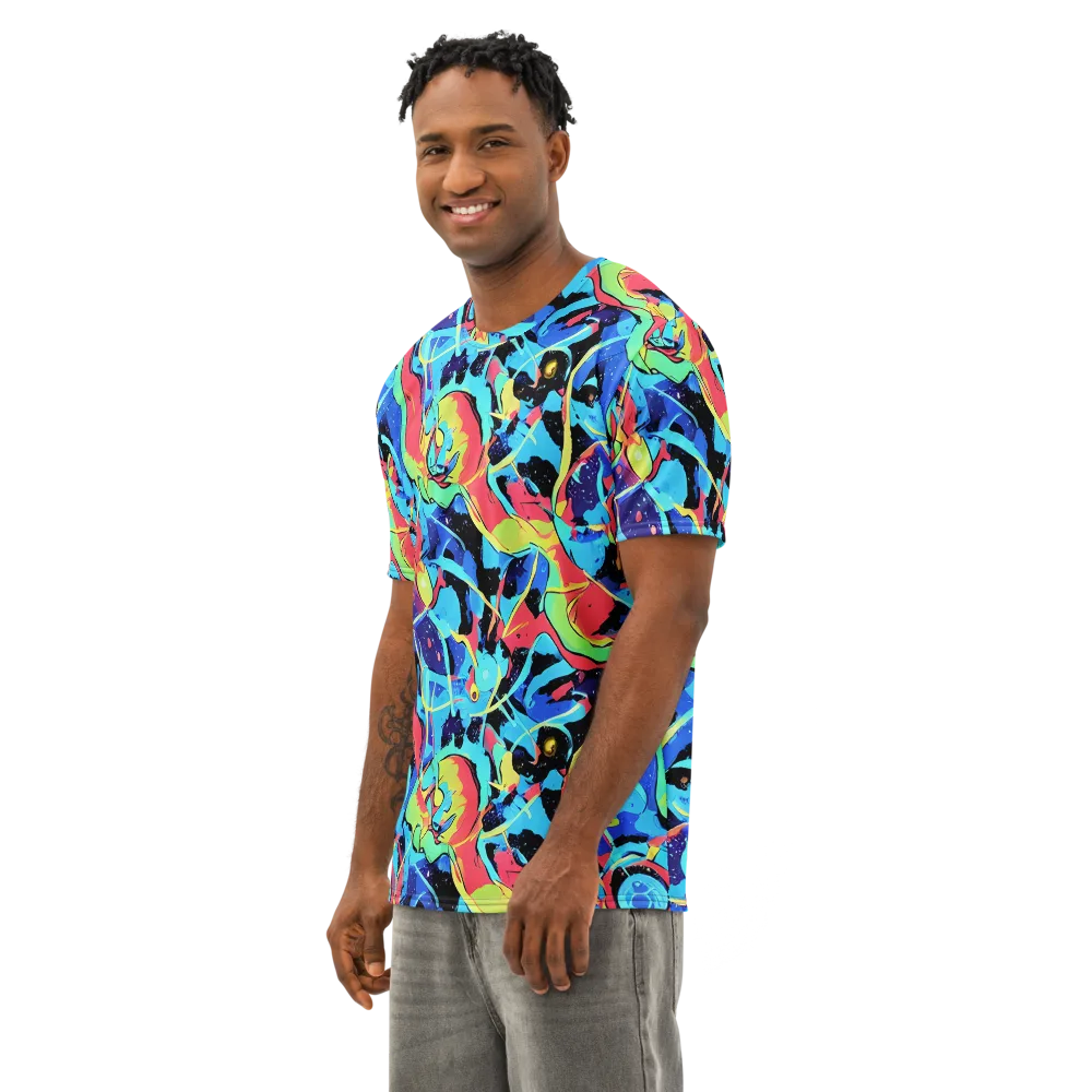 Aqua Mayhem on Men's Cotton Crew Neck T-Shirt — Left Front